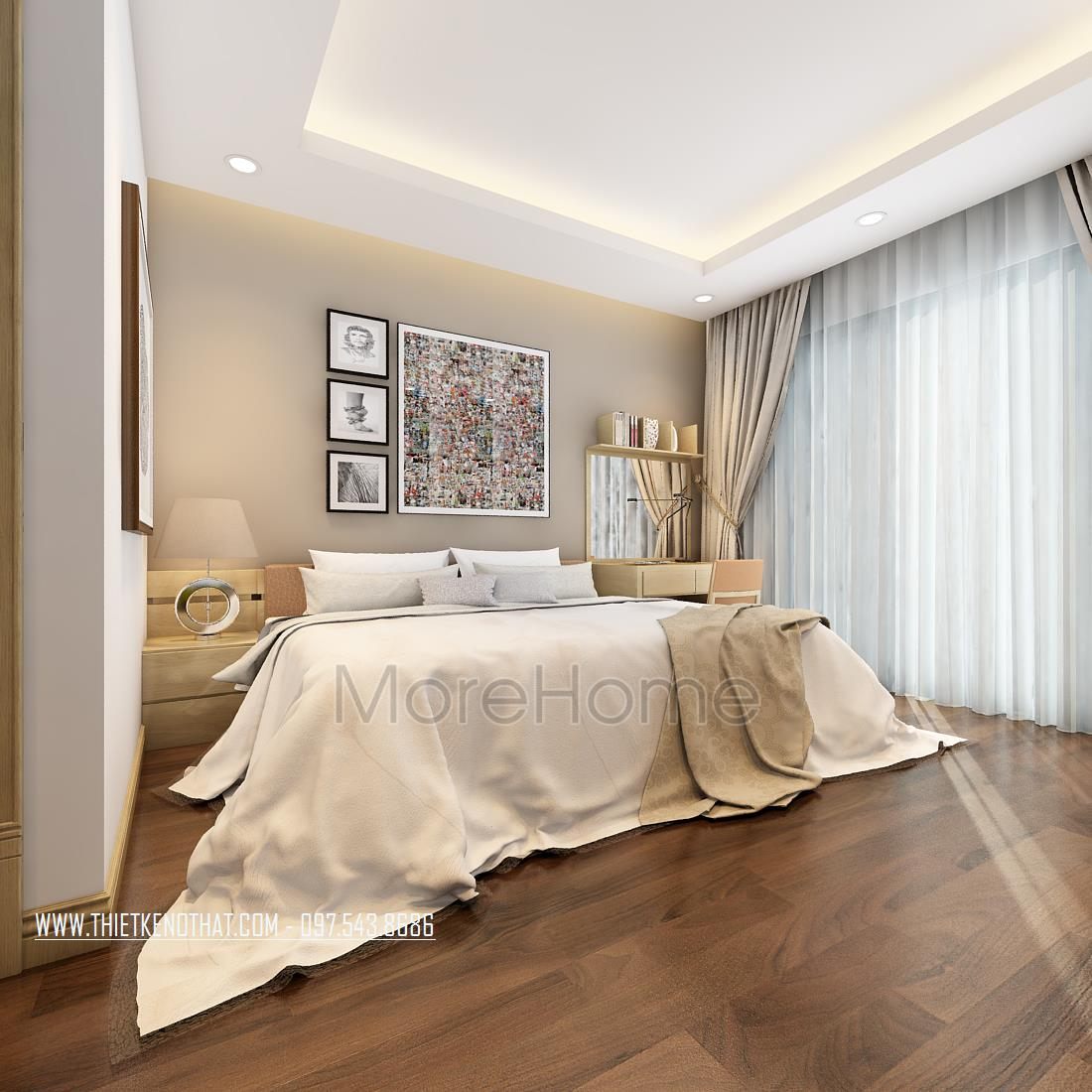 Thiết kế nội thất phòng ngủ nhà phố Long Biên